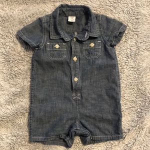 Baby Gap - 3 - 6 months boy blue denim romper.